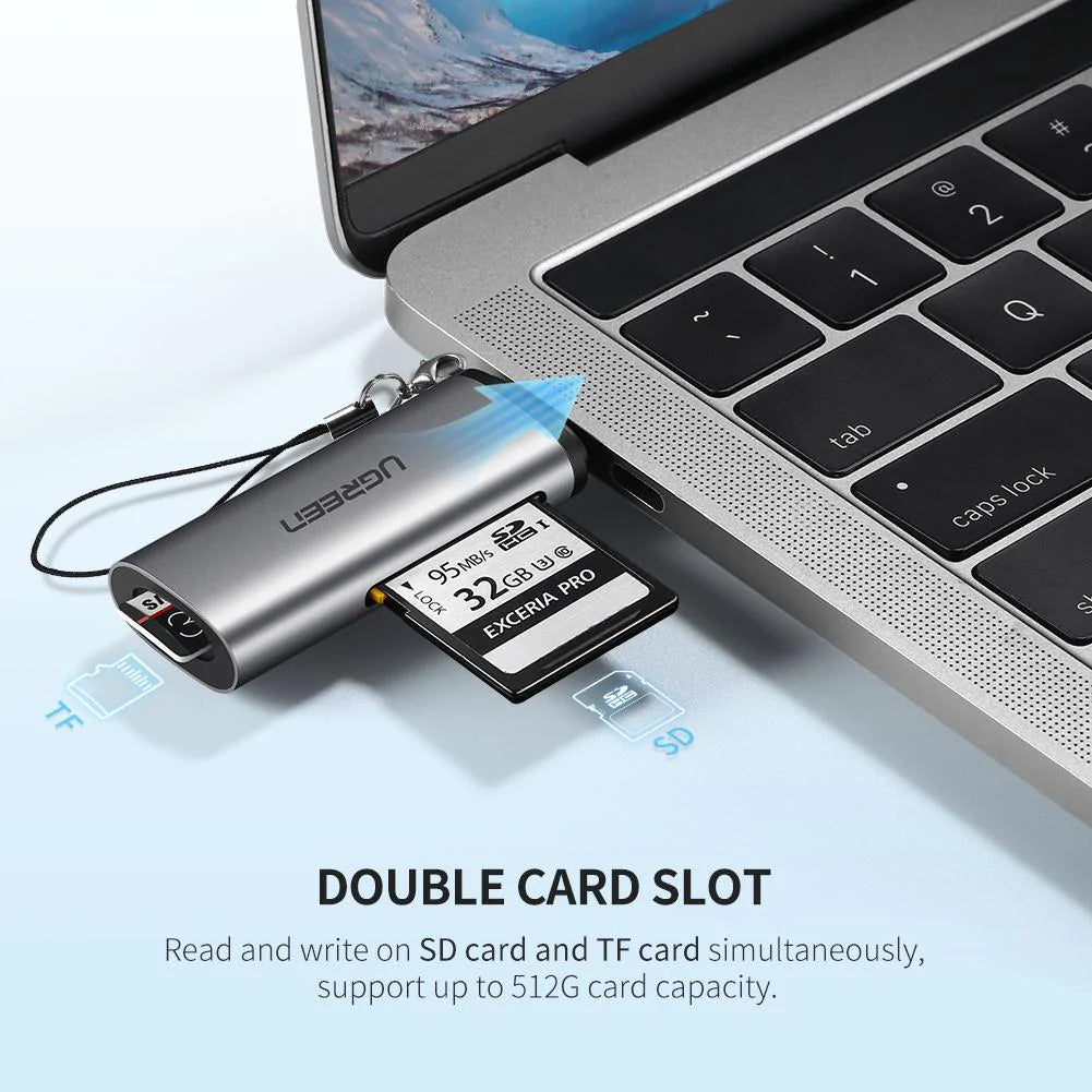 USB-C UGREEN CM184 kártyaolvasó, SD - microSD, Szürke