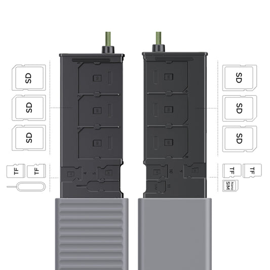 USB / USB-C kártyaolvasó UGREEN CM856 (55899) szervezővel, 2 x SD - microSD, szürke