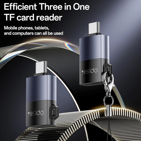 USB kártyaolvasó Yesido GS37, microSD, Fekete