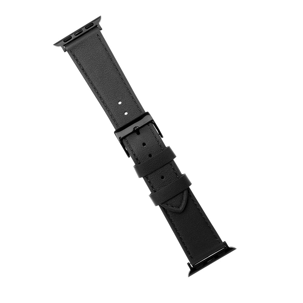 Fixed Leather Strap for Apple Watch 49mm / 46mm / 45mm / 44mm / 42mm Series, Black