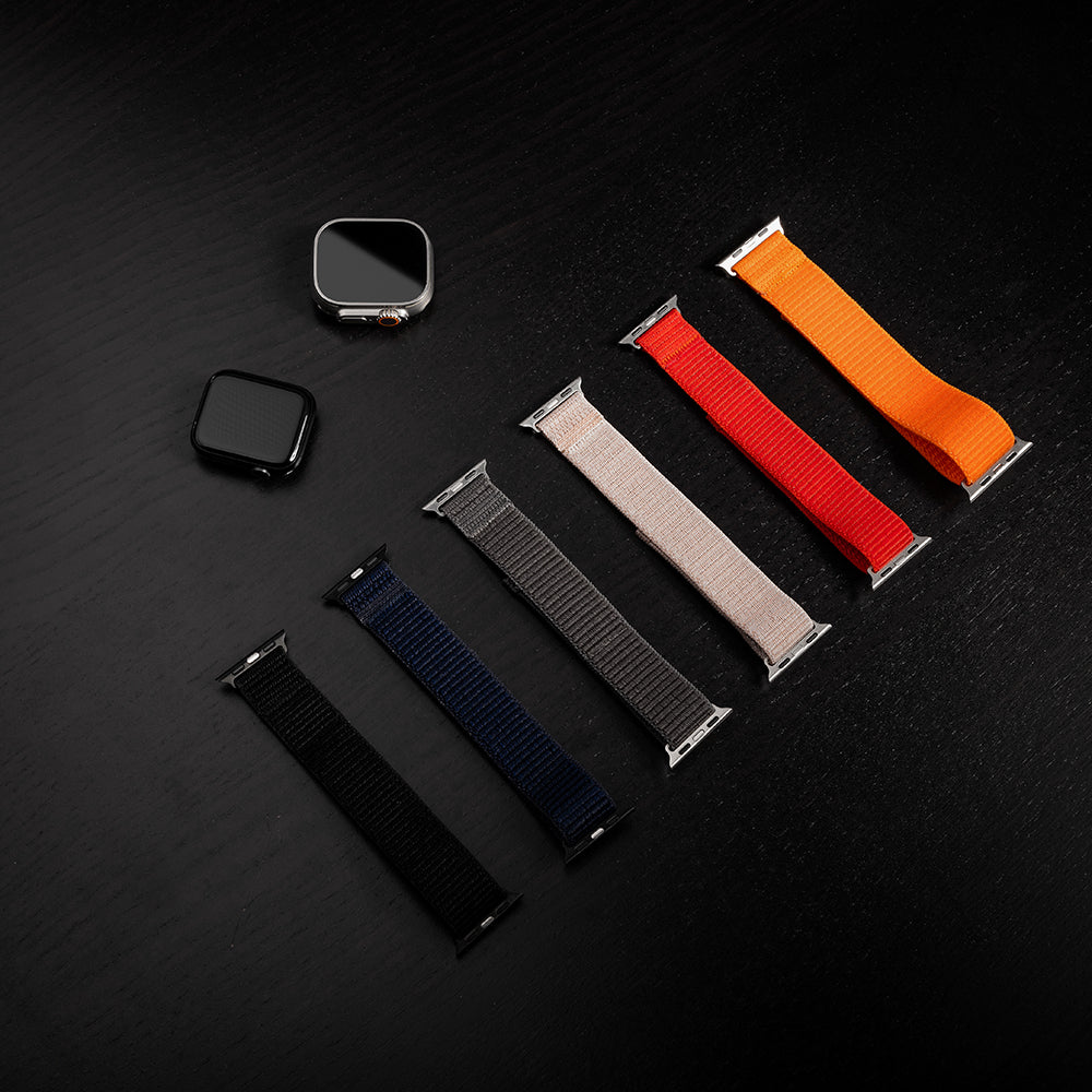 Fixed Nylon Sporty szíj Apple Watch 49mm / 46mm / 45mm / 44mm / 42mm sorozathoz, Sötétkék