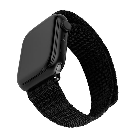 Fixed Nylon Sporty szíj Apple Watch 49mm / 46mm / 45mm / 44mm / 42mm sorozathoz, Fekete