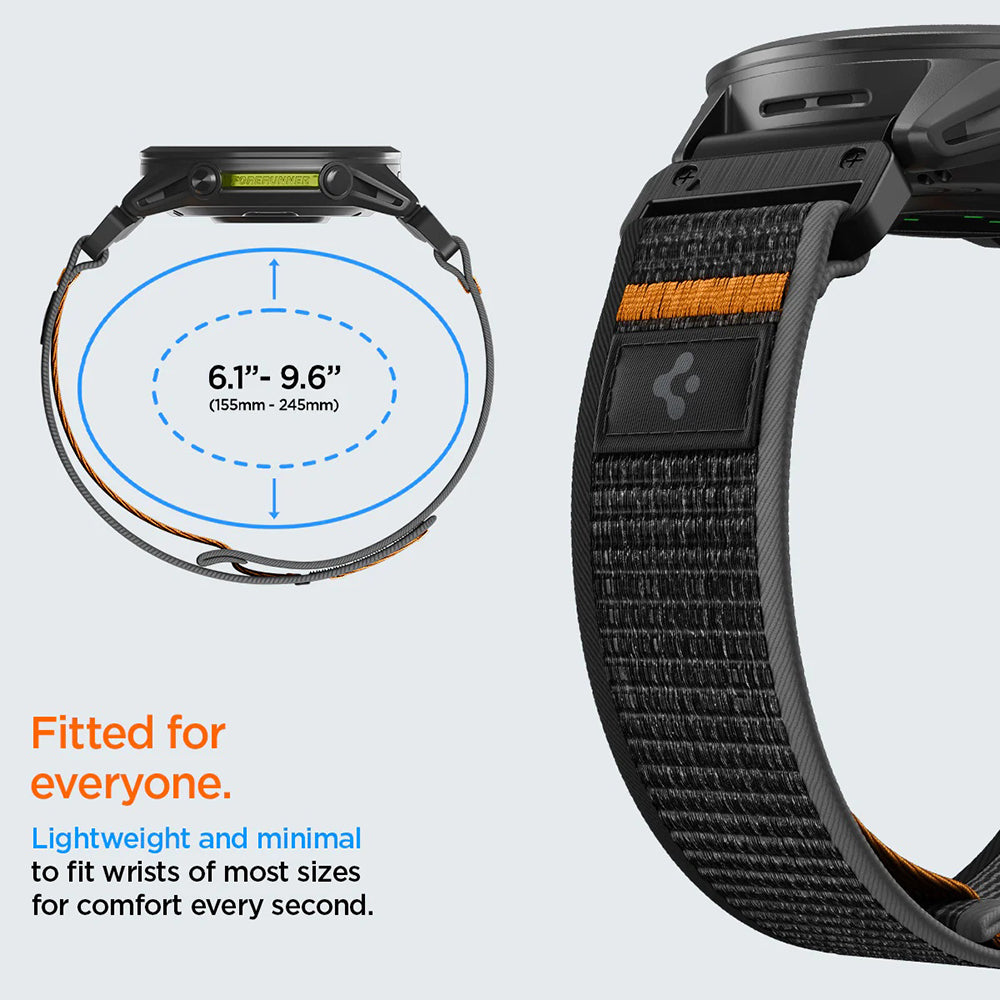 Spigen Athlex Air szíj Garmin Watch Fenix / Forerunner / Approach sorozathoz, 22mm, Fekete Narancssárga AMP11426