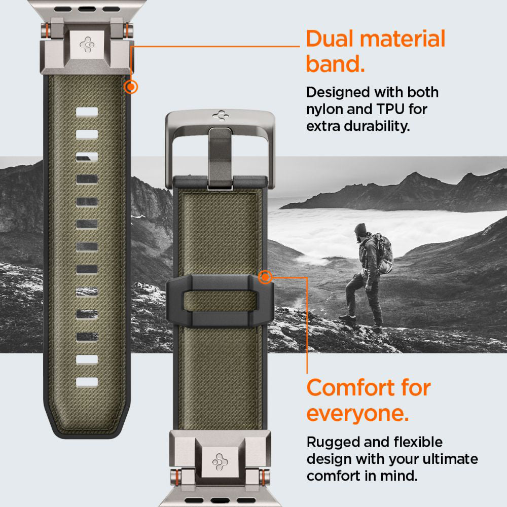 Spigen DuraPro Armor szíj Apple Watch 49mm / 46mm / 45mm / 44mm / 42mm sorozathoz, Zöld AMP09102