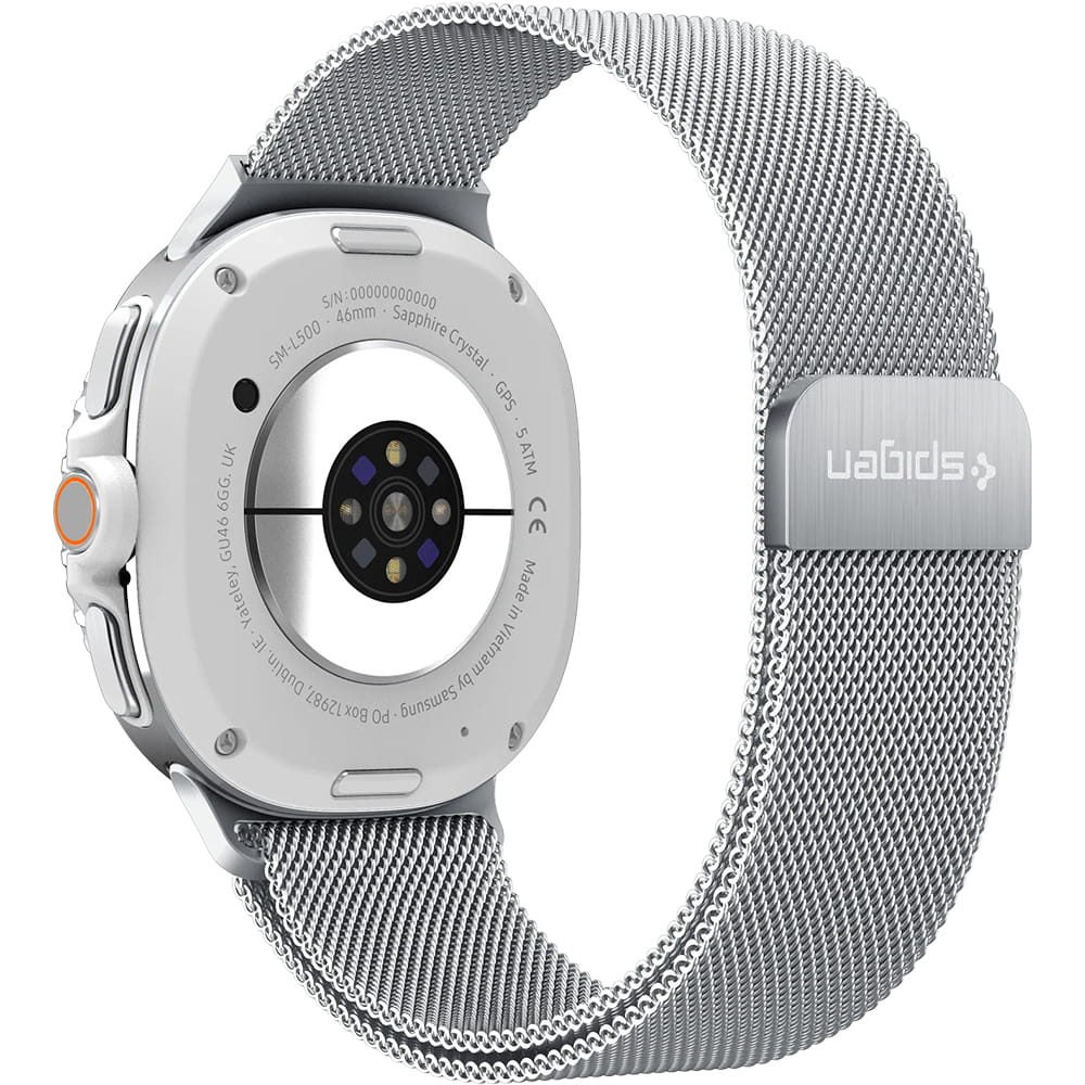 Spigen Metal Fit szíj Samsung Galaxy Watch9 / Watch8 / Watch8 Classic sorozathoz, ezüst AMP10121