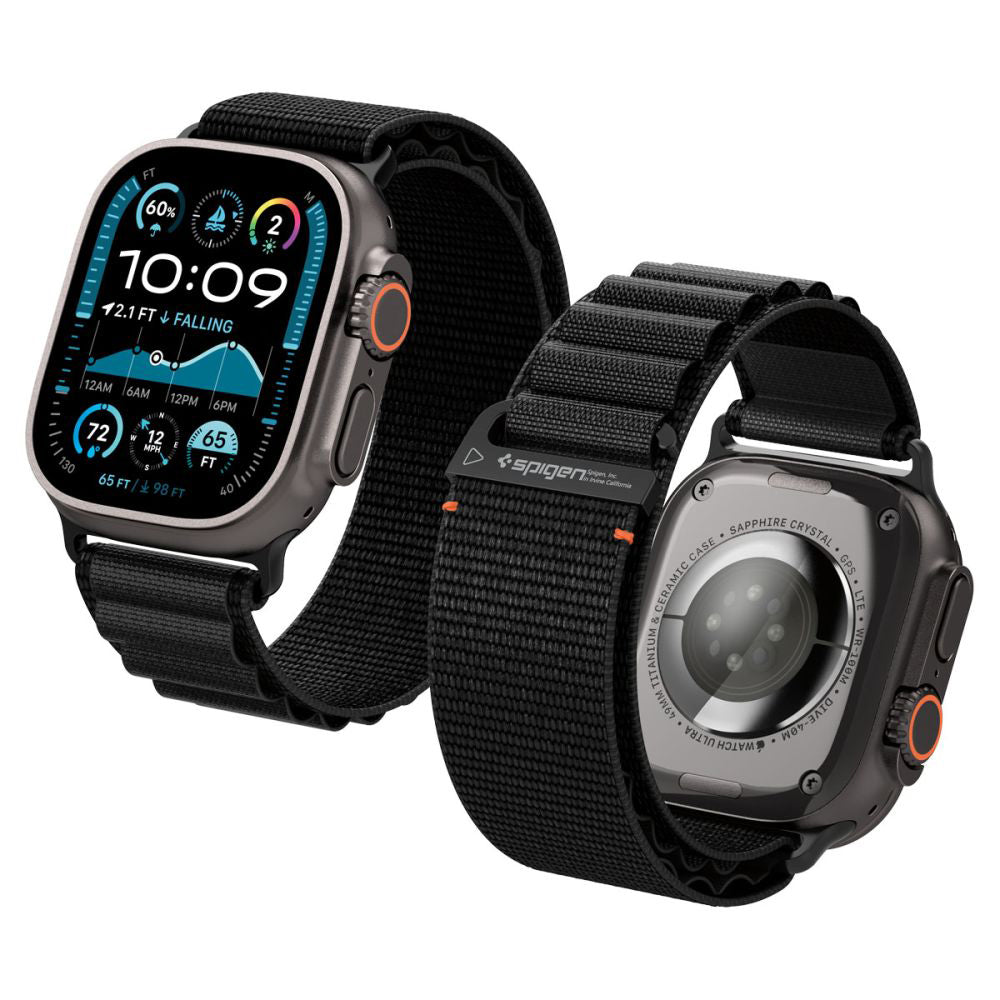 Spigen WBF1 szíj Apple Watch 49mm / 46mm / 45mm / 44mm sorozathoz, Fekete AMP10144