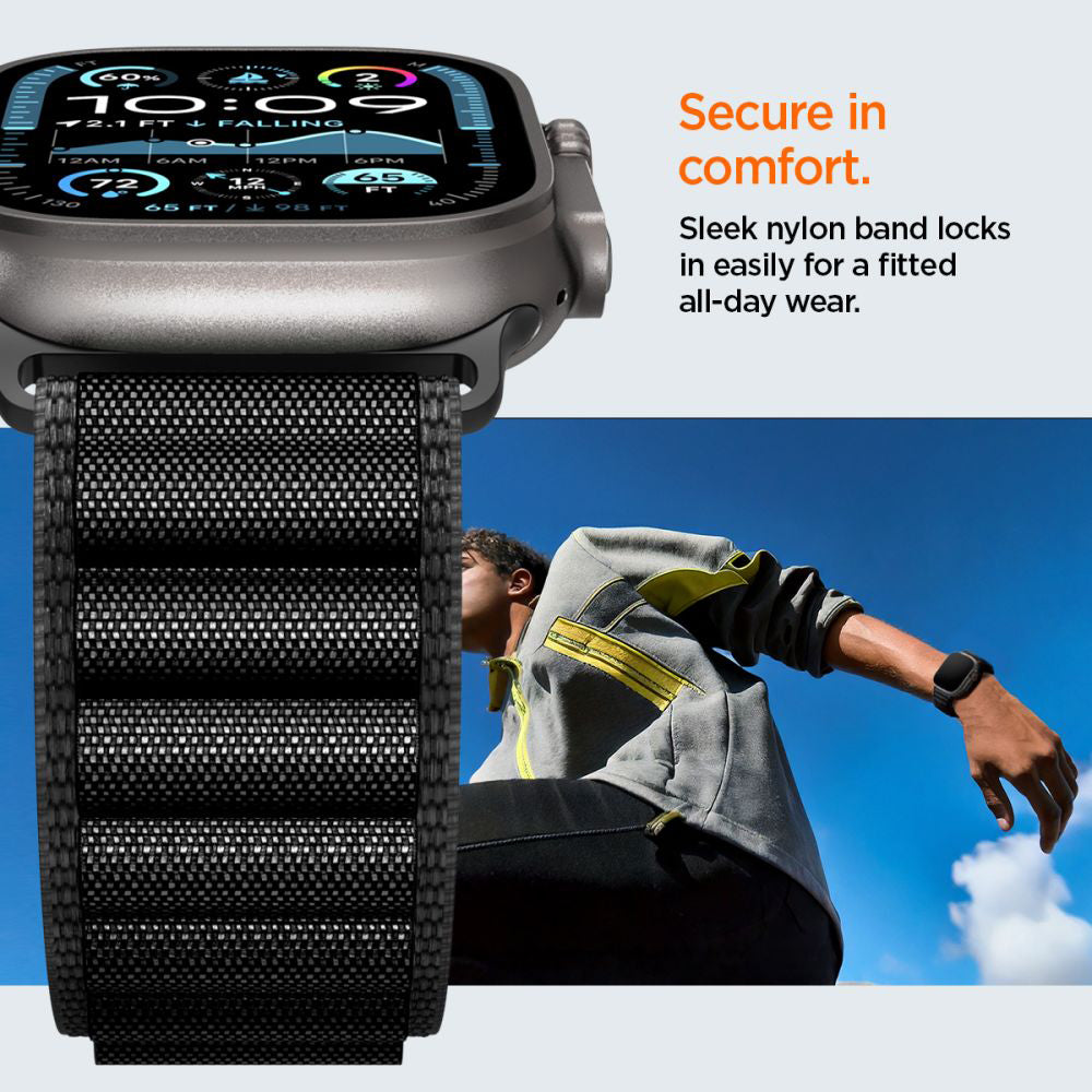Spigen WBF1 szíj Apple Watch 49mm / 46mm / 45mm / 44mm sorozathoz, Fekete AMP10144