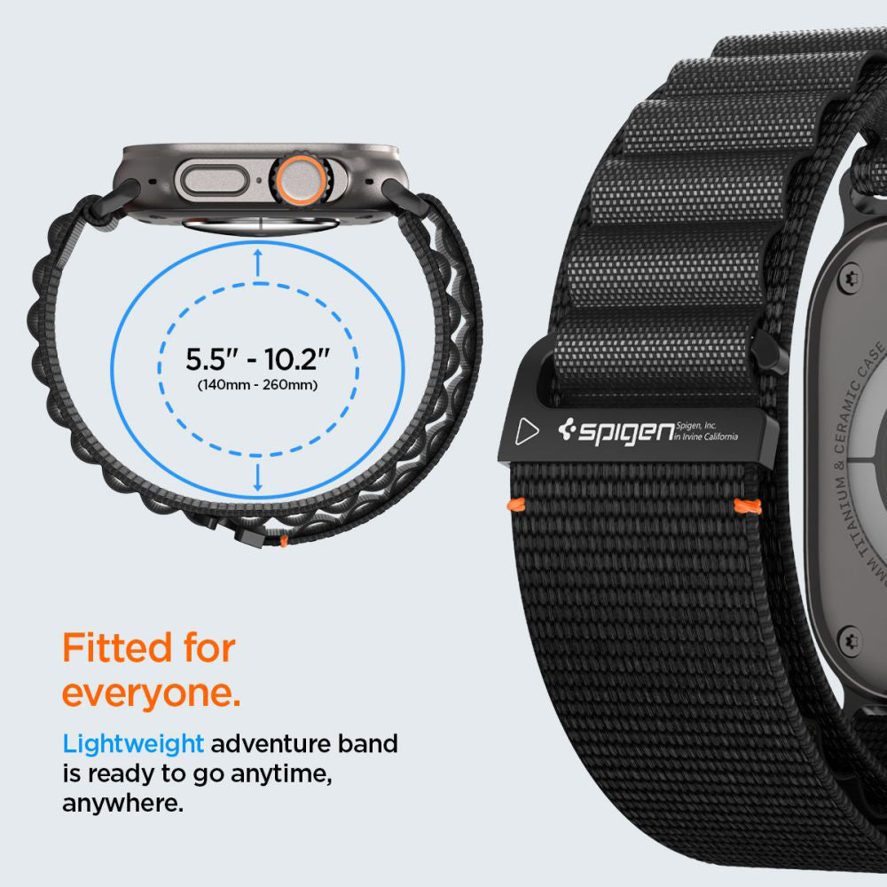 Spigen WBF1 szíj Apple Watch 49mm / 46mm / 45mm / 44mm sorozathoz, Fekete AMP10144