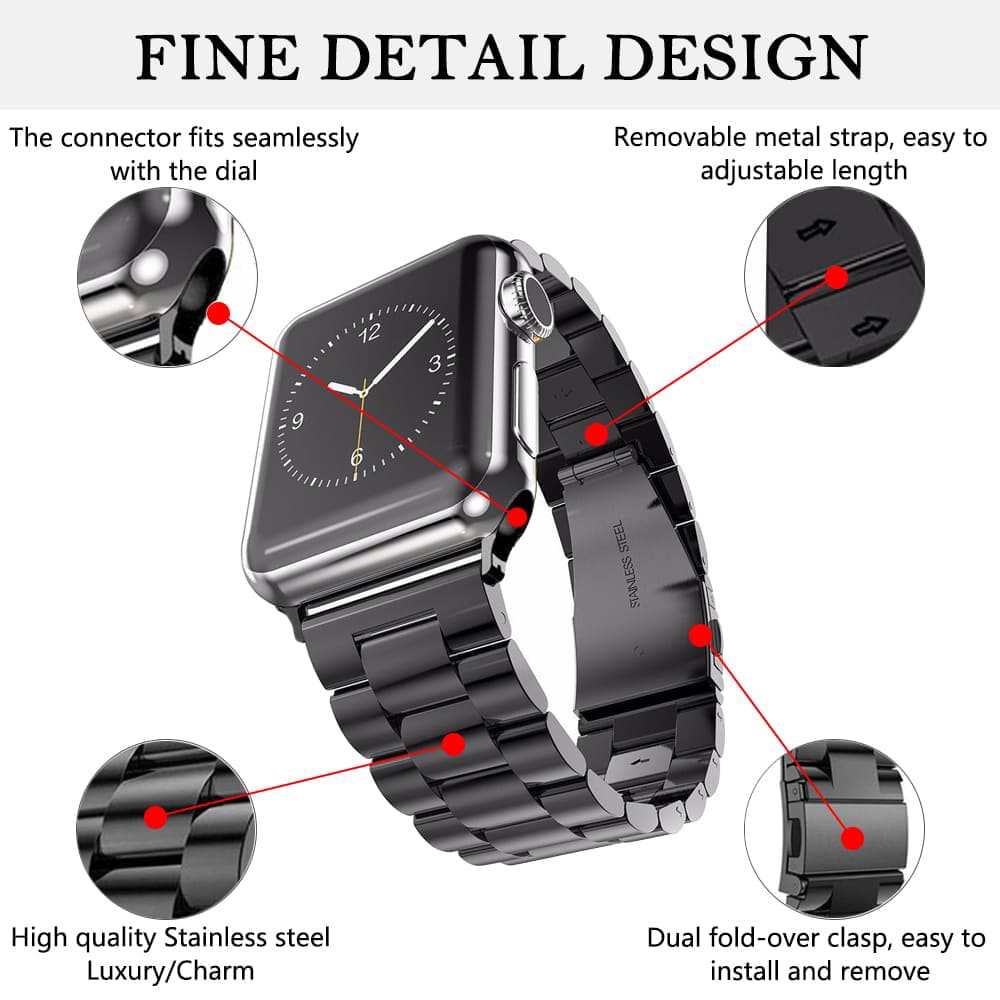 Techsuit W036 szíj Apple Watch 49mm / 46mm / 45mm / 44mm / 42mm sorozathoz, Fekete