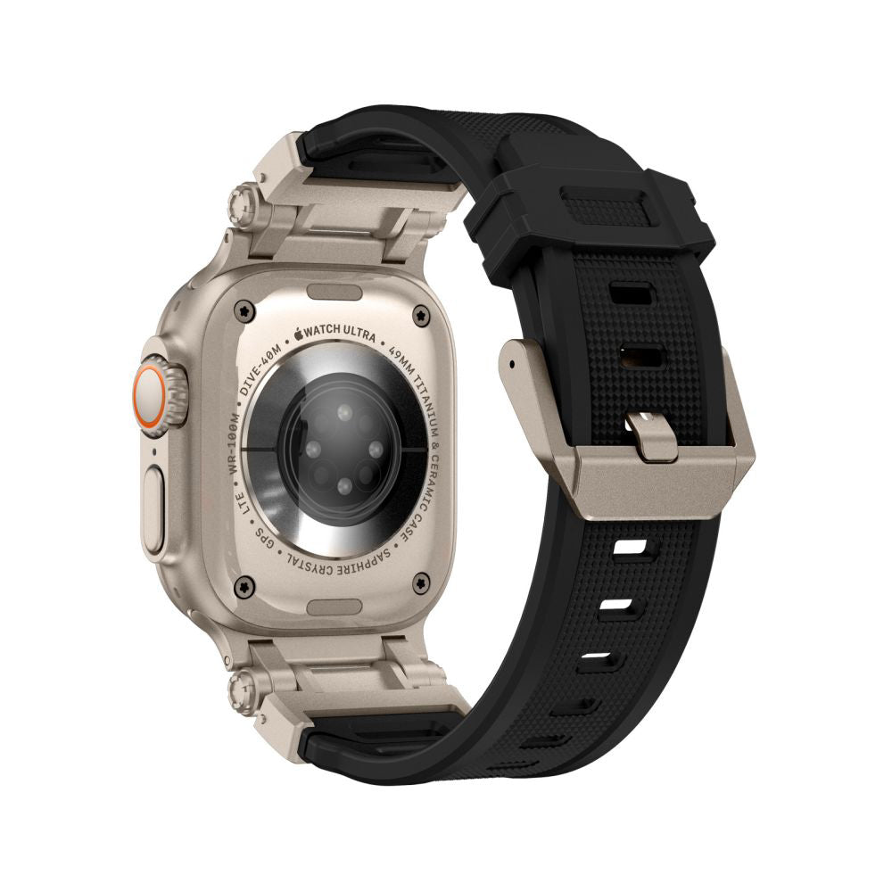 Techsuit W064 Strap for Apple Watch 49mm / 46mm / 45mm / 44mm / 42mm Series, Black Silver