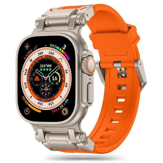 Techsuit W064 szíj Apple Watch 49mm / 46mm / 45mm / 44mm / 42mm sorozathoz, Ezüst Narancssárga