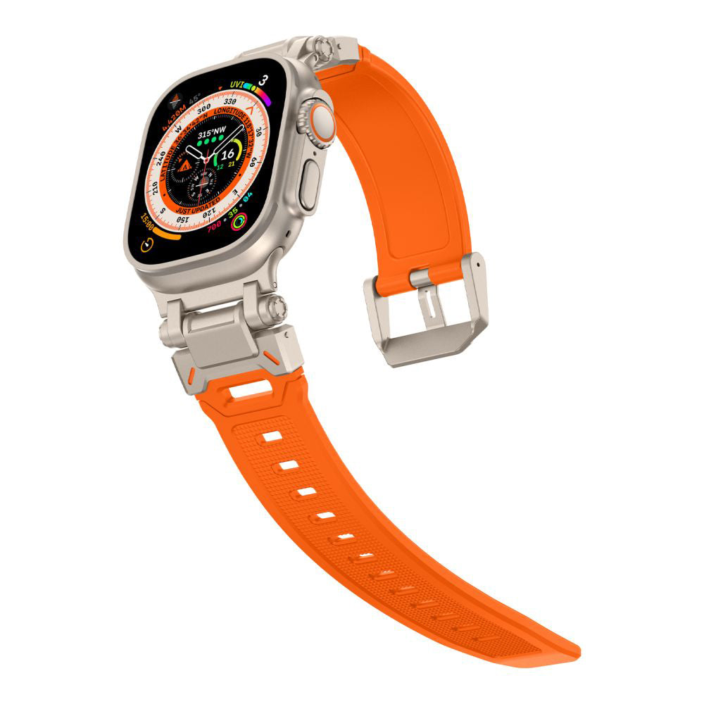 Techsuit W064 szíj Apple Watch 49mm / 46mm / 45mm / 44mm / 42mm sorozathoz, Ezüst Narancssárga