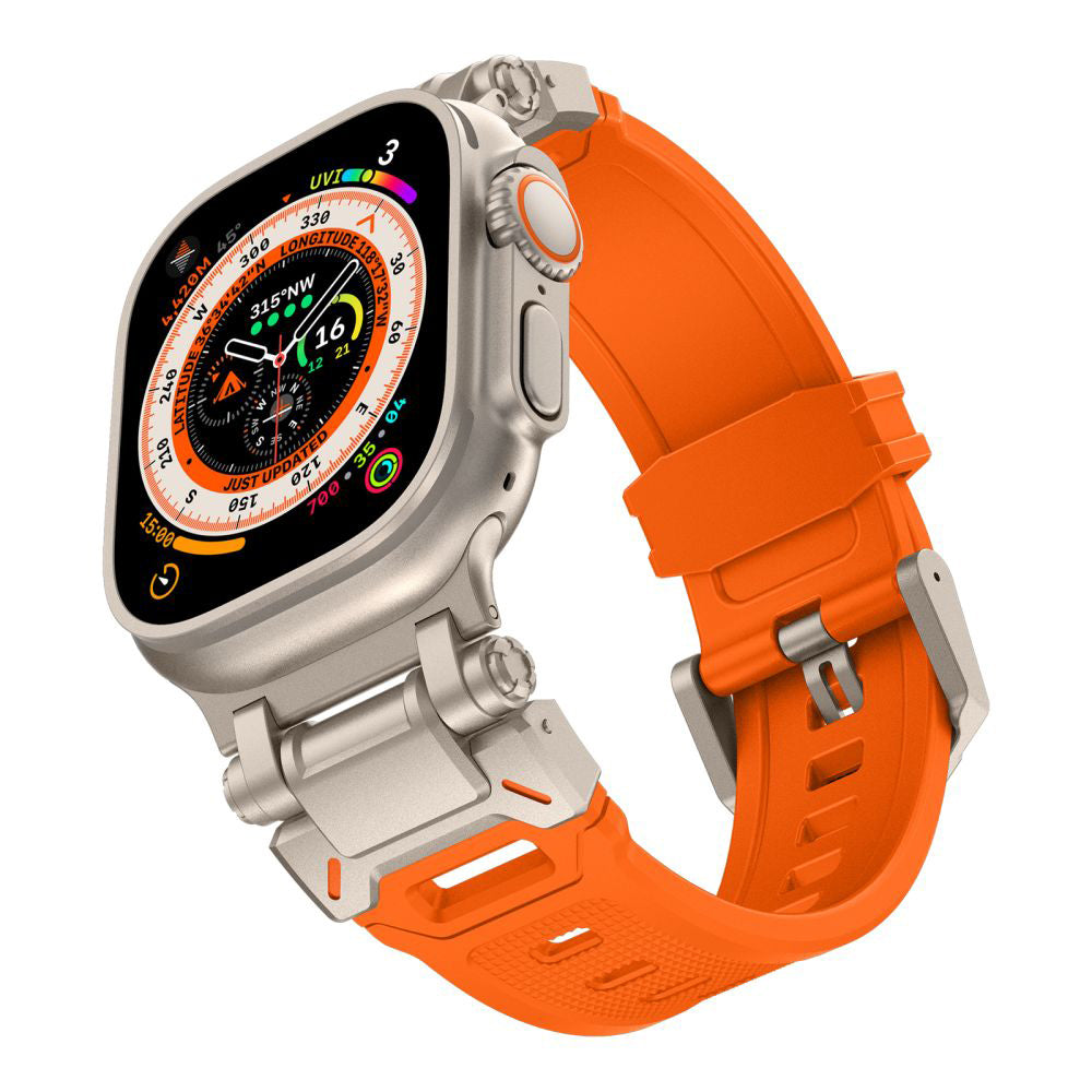 Techsuit W064 szíj Apple Watch 49mm / 46mm / 45mm / 44mm / 42mm sorozathoz, Ezüst Narancssárga