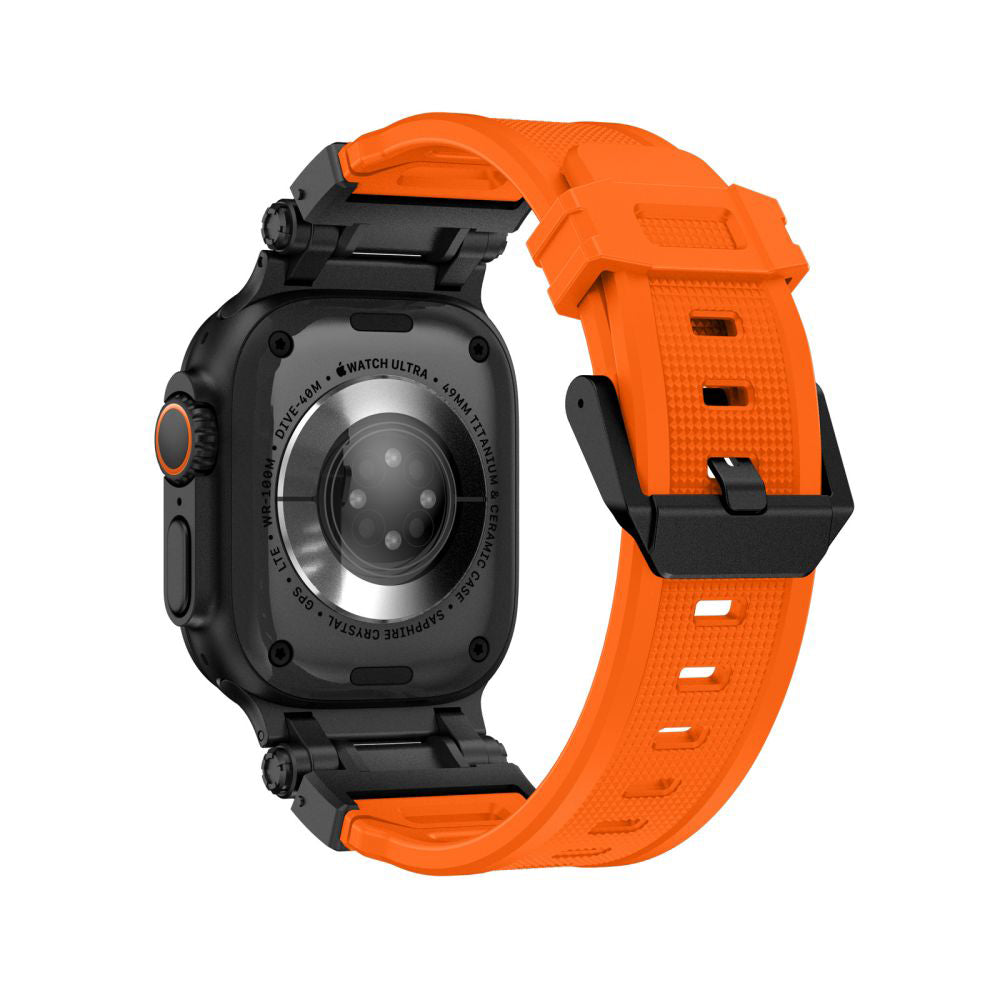 Techsuit W064 szíj Apple Watch 49mm / 46mm / 45mm / 44mm / 42mm sorozathoz, Fekete-Narancssárga