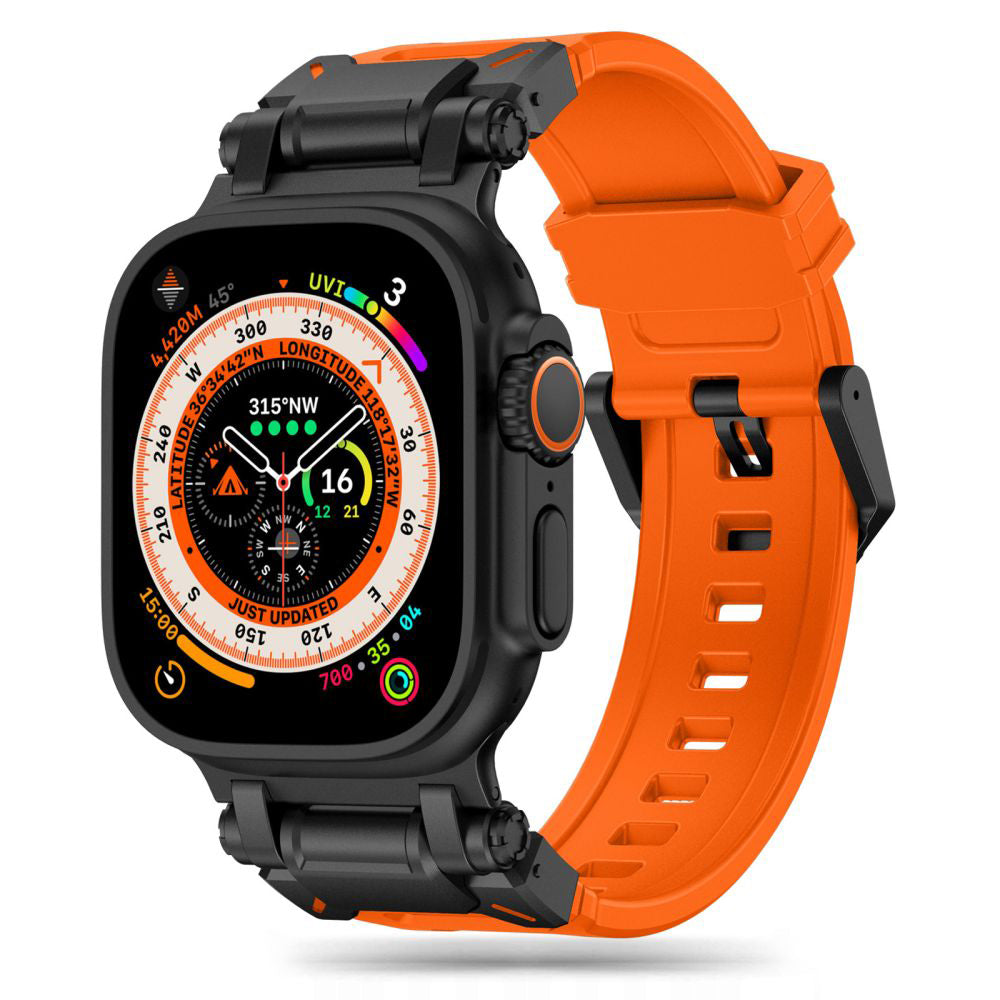 Techsuit W064 szíj Apple Watch 49mm / 46mm / 45mm / 44mm / 42mm sorozathoz, Fekete-Narancssárga