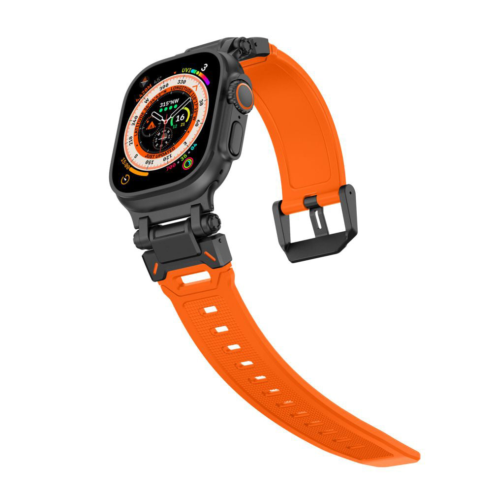 Techsuit W064 szíj Apple Watch 49mm / 46mm / 45mm / 44mm / 42mm sorozathoz, Fekete-Narancssárga