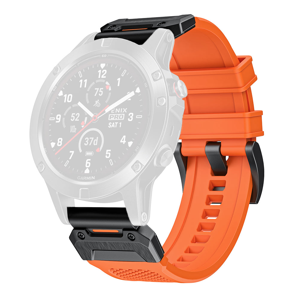 Techsuit W068 szíj Garmin Watch Fenix / Forerunner / Approach sorozathoz, 22mm, Fekete-Narancs