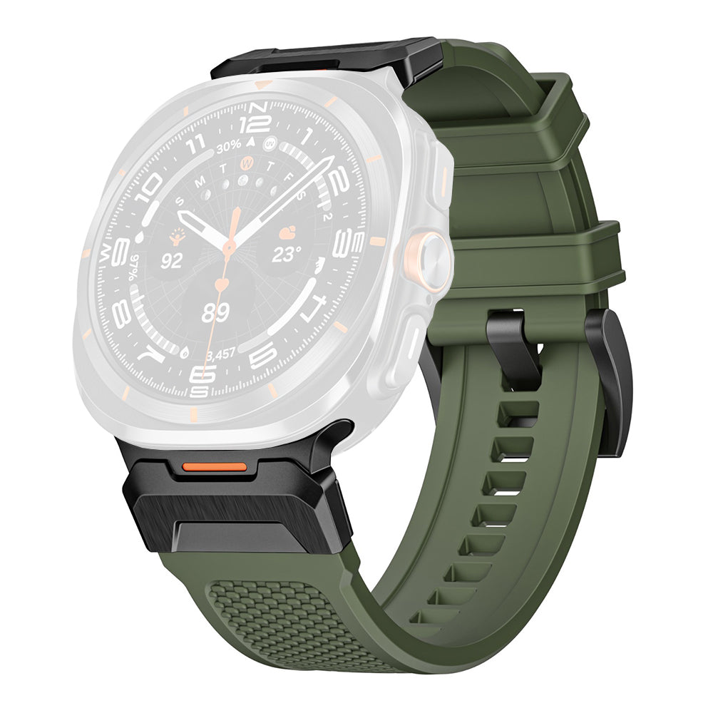 Techsuit W068 szíj Samsung Galaxy Watch Ultra-hoz, Fekete Zöld