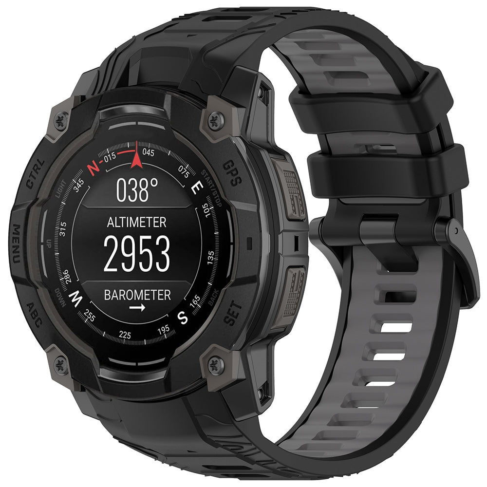 Techsuit W077 Strap for Garmin Instinct 3 45mm Solar / Instinct 3 45mm, Black Grey