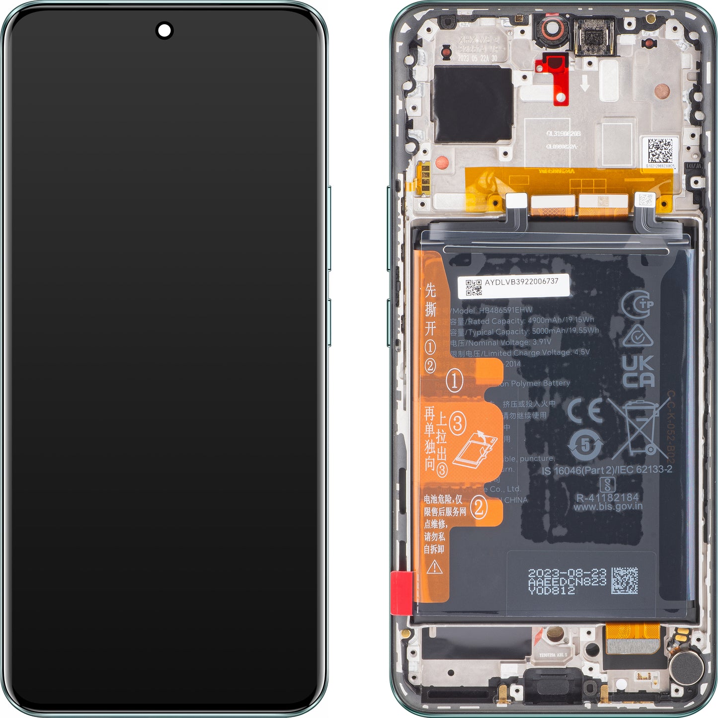 Kijelző érintőképernyővel Honor 90, kerettel és akkumulátorral, smaragdzöld, szervizcsomag 0235AGDP