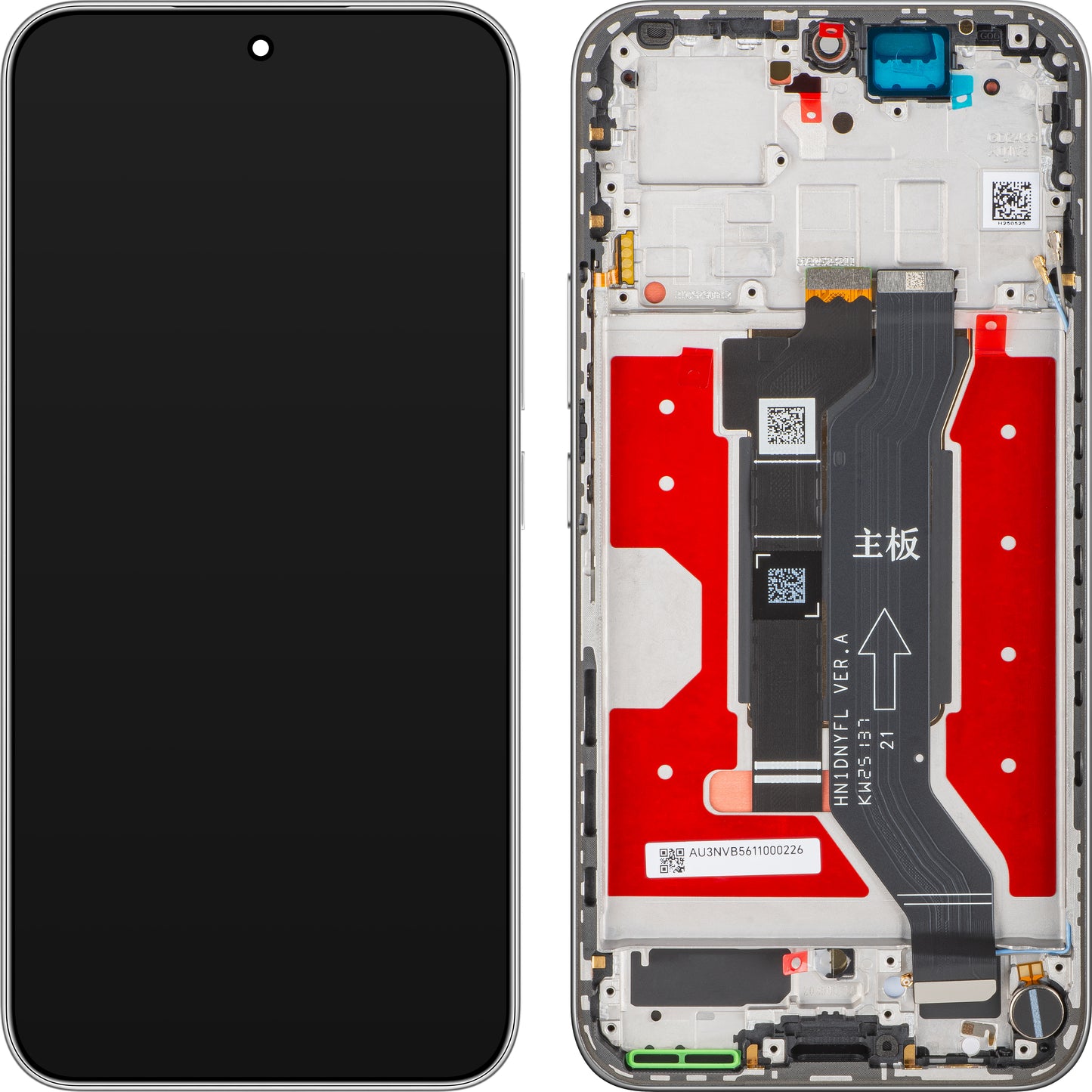 Honor 400 érintőképernyős kijelző, kerettel, Fehér (Meteor Silver), Szervizcsomag 0235APNS