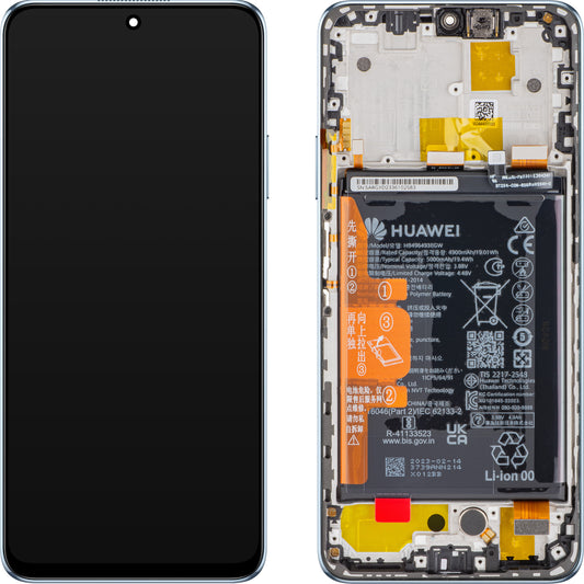Kijelző érintőképernyővel Huawei nova Y90, kerettel és akkumulátorral, kristálykék, szervizcsomag 02355ARH