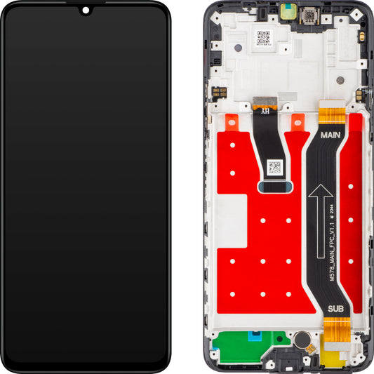 Kijelző érintőképernyővel Huawei nova Y72, kerettel, fekete, szervizcsomag 02356ACK