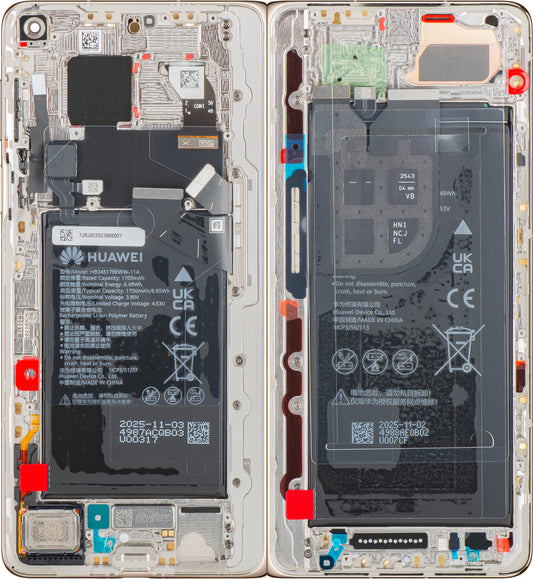 Huawei Mate X7 kijelző érintőképernyővel, kerettel és akkumulátorral, arany, Service Pack 02357JRJ