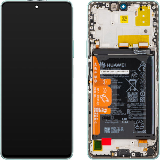 Érintőképernyős kijelző Huawei nova 11i, kerettel és akkumulátorral, mentazöld, szervizcsomag 02355PFM