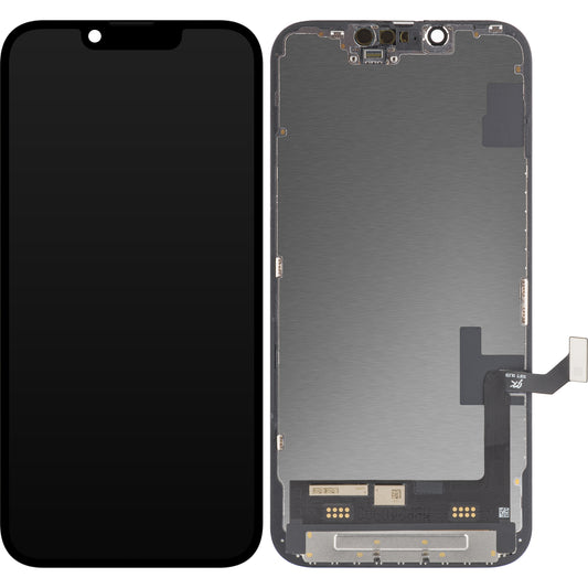 JK érintőképernyő kijelző Apple iPhone 14 készülékhez, kerettel, OLED verzió, fekete