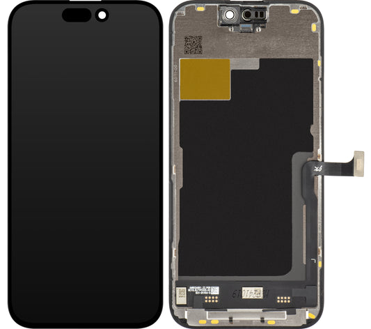 JK érintőképernyő kijelző Apple iPhone 15 Pro készülékhez, kerettel, In-Cell LCD verzió, fekete színű