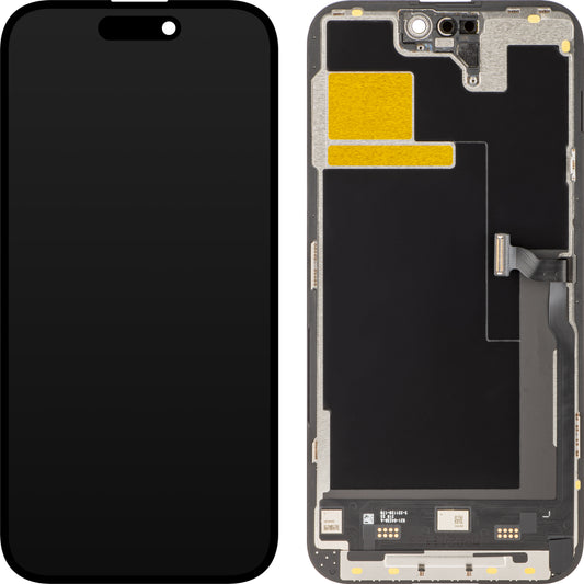 JK érintőképernyő kijelző Apple iPhone 14 Pro Max készülékhez, kerettel, In-Cell IC mozgatható LCD változat, fekete