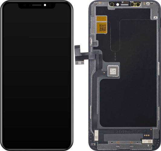 JK érintőképernyő kijelző Apple iPhone 11 Pro Max készülékhez, kerettel, cellába épített LCD verzió, fekete