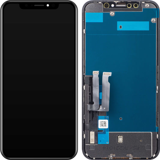 JK Érintőképernyő kijelző Apple iPhone XR készülékhez, kerettel, cellába épített LCD verzió, fekete
