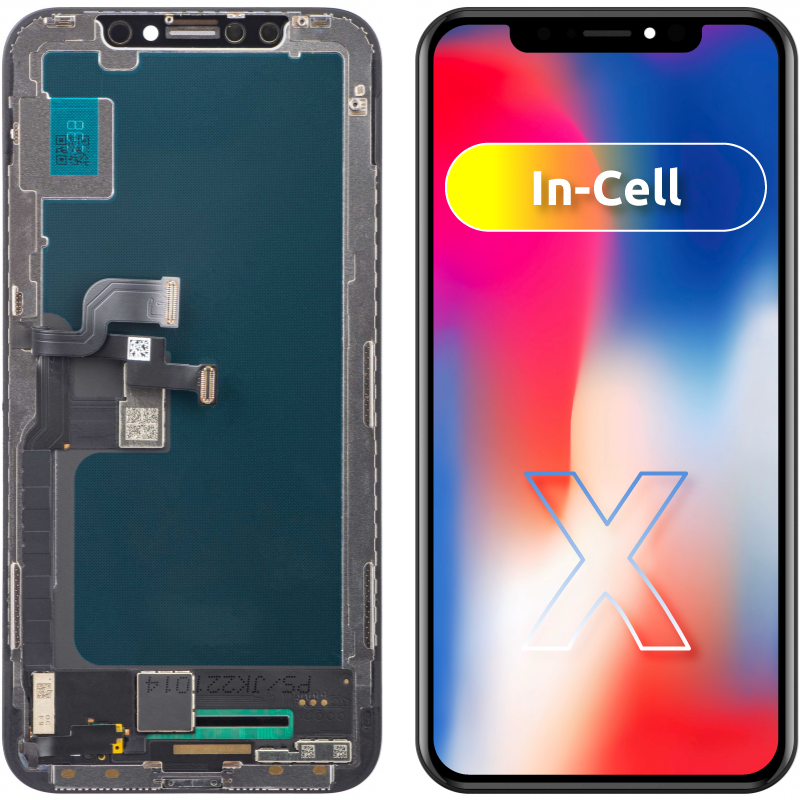JK Érintőképernyő kijelző Apple iPhone X készülékhez, kerettel, In-Cell LCD verzió, Fekete