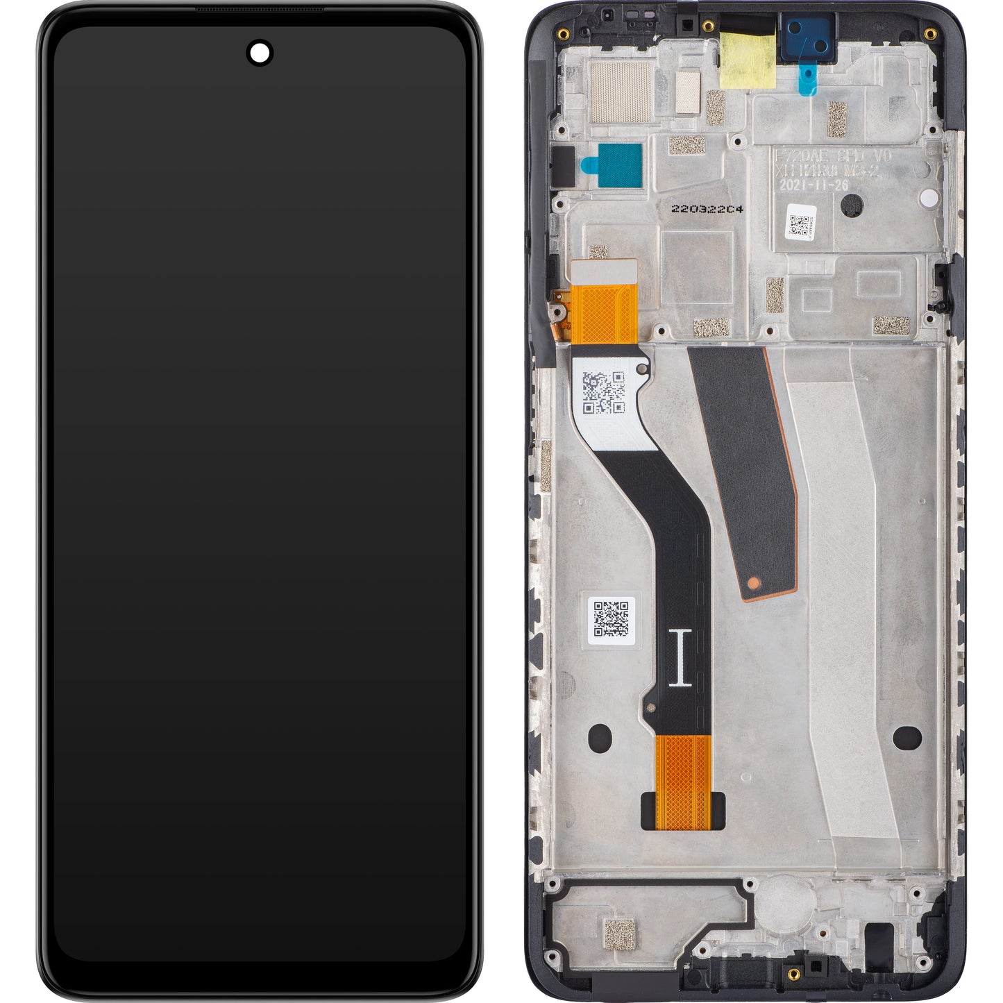 Motorola Moto Moto Moto G51 5G érintőképernyős kijelző, kerettel, fekete, szervizcsomag 5D68C20028