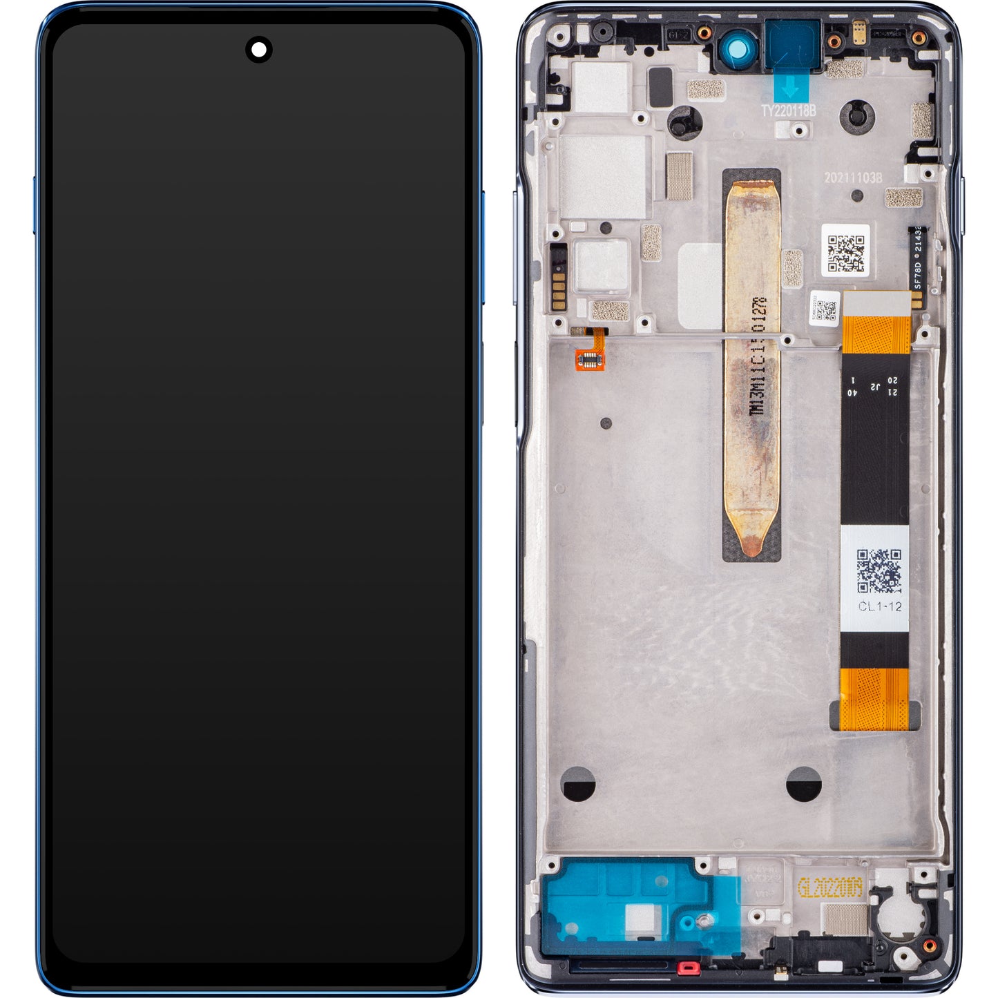 Motorola Moto Moto Moto G200 5G érintőképernyős kijelző, kerettel, kék, szervizcsomag 5D68C20181