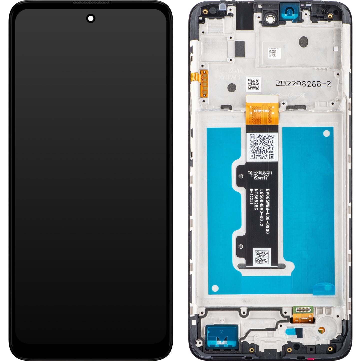 Motorola Moto Moto E40 / E30 érintőképernyős kijelző kerettel, fekete, szervizcsomag 5D68C19697