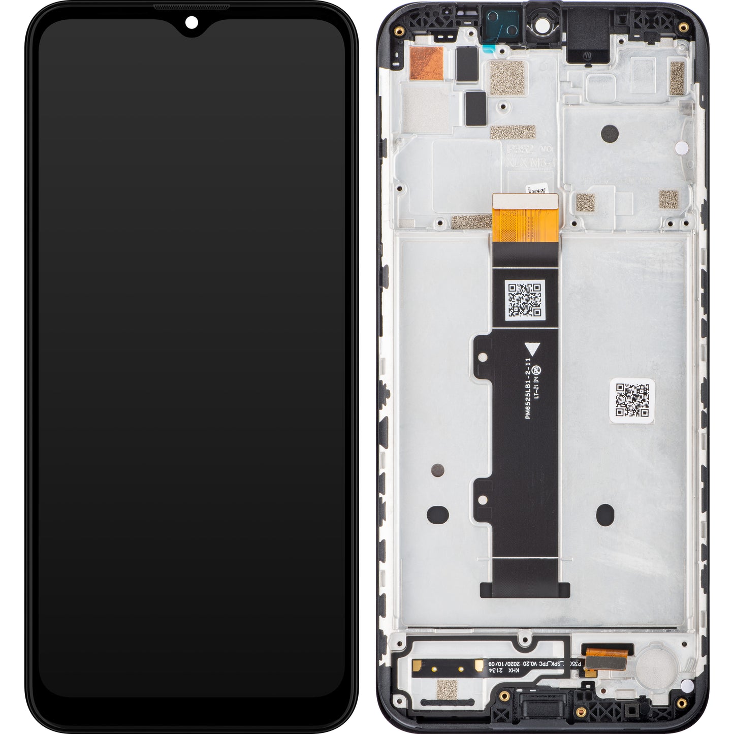 Motorola Moto Moto Moto G20 érintőképernyős kijelző, kerettel, fekete, szervizcsomag 5D68C18521