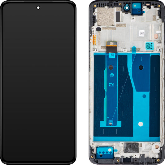 Motorola Moto G84 érintőképernyős kijelző érintőképernyővel, kerettel, fekete, szervizcsomag 5D68C23231