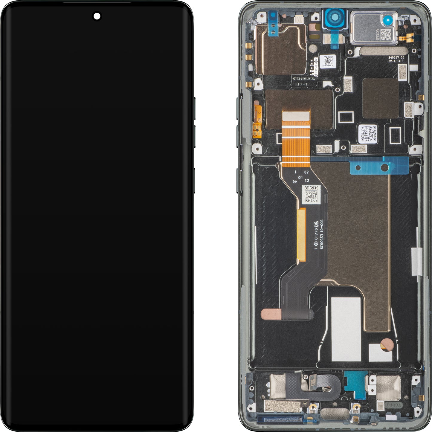 Érintőképernyős kijelző Motorola Edge 50 Ultra, kerettel, fekete (erdőszürke), szervizcsomag 5D68C24483