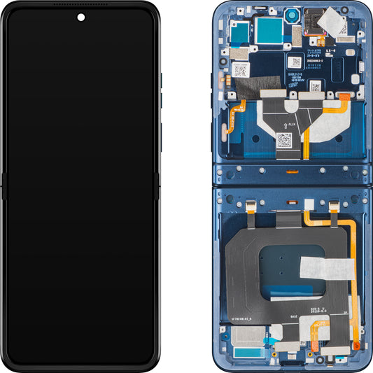 Motorola Razr 2025 / Razr 60 érintőképernyős kijelző, kerettel, belső alrésszel, tengerészkék (Gibraltar Sea), Service Pack 5D68C29965