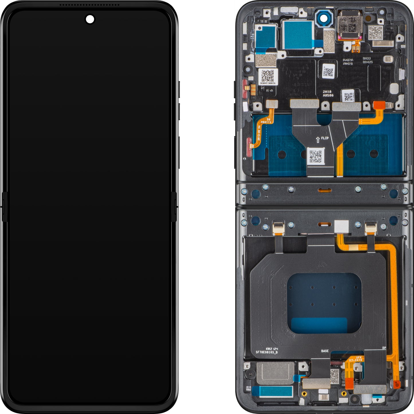 Motorola Razr 2024 / Razr 50 érintőképernyős kijelző, kerettel, belső rész, szürke (Steel Wool), Service Pack 5D68C24806