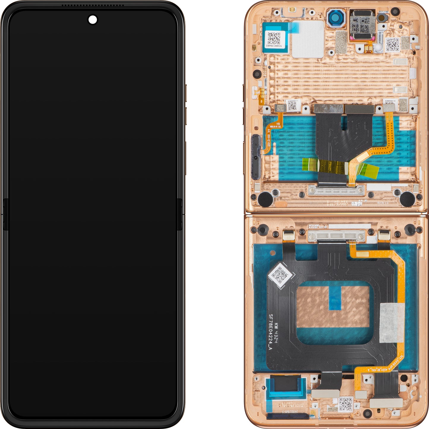 Motorola Razr+ 2025 / Razr+ 2024 / Razr 50 Ultra érintőképernyős kijelző, kerettel, belső alrésszel, barna (Mocha Mousse), Service Pack 5D68C29482