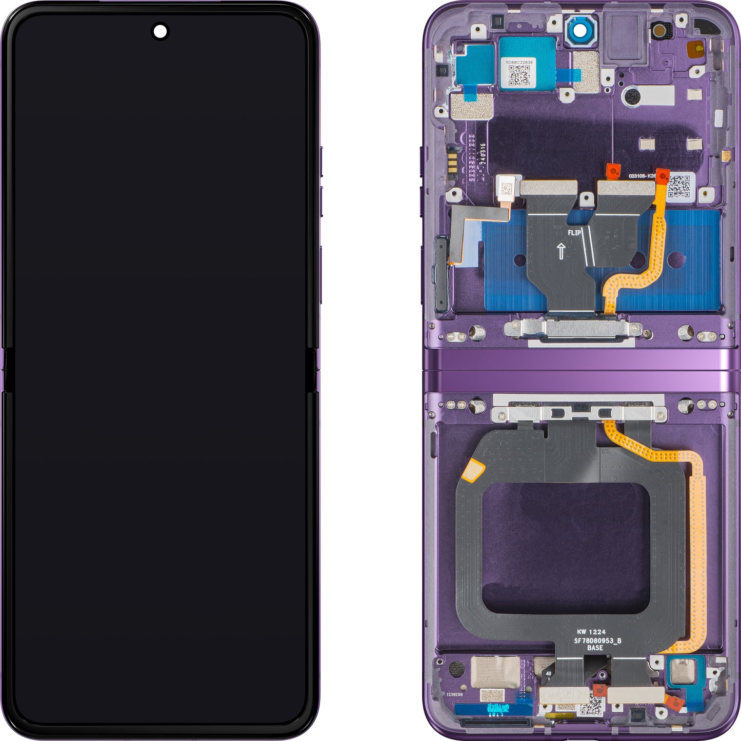Motorola Razr 40 érintőképernyős kijelző, kerettel, belső alrésszel, Lila (Szilva Kompót), Service Pack 5D68C22836