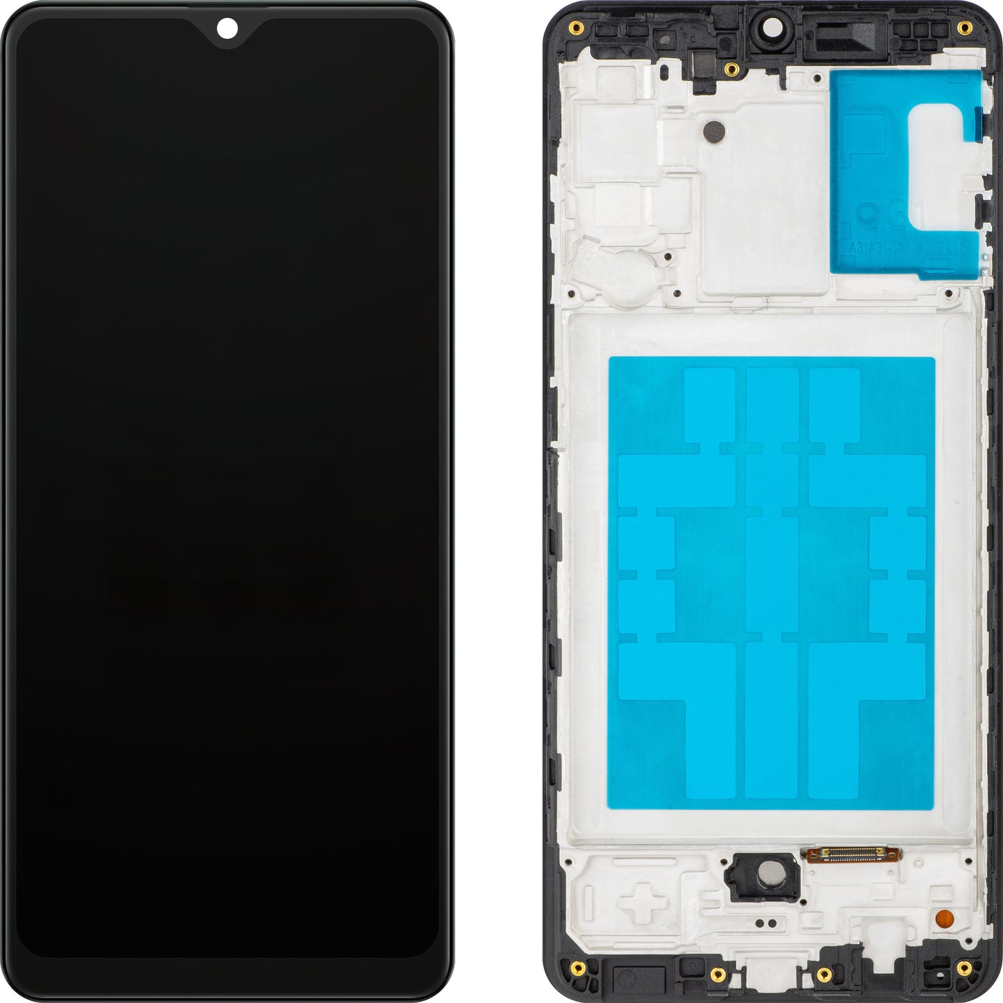 MP érintőképernyős kijelző kompatibilis a Samsung Galaxy A31 A315-tel, kerettel, Fekete