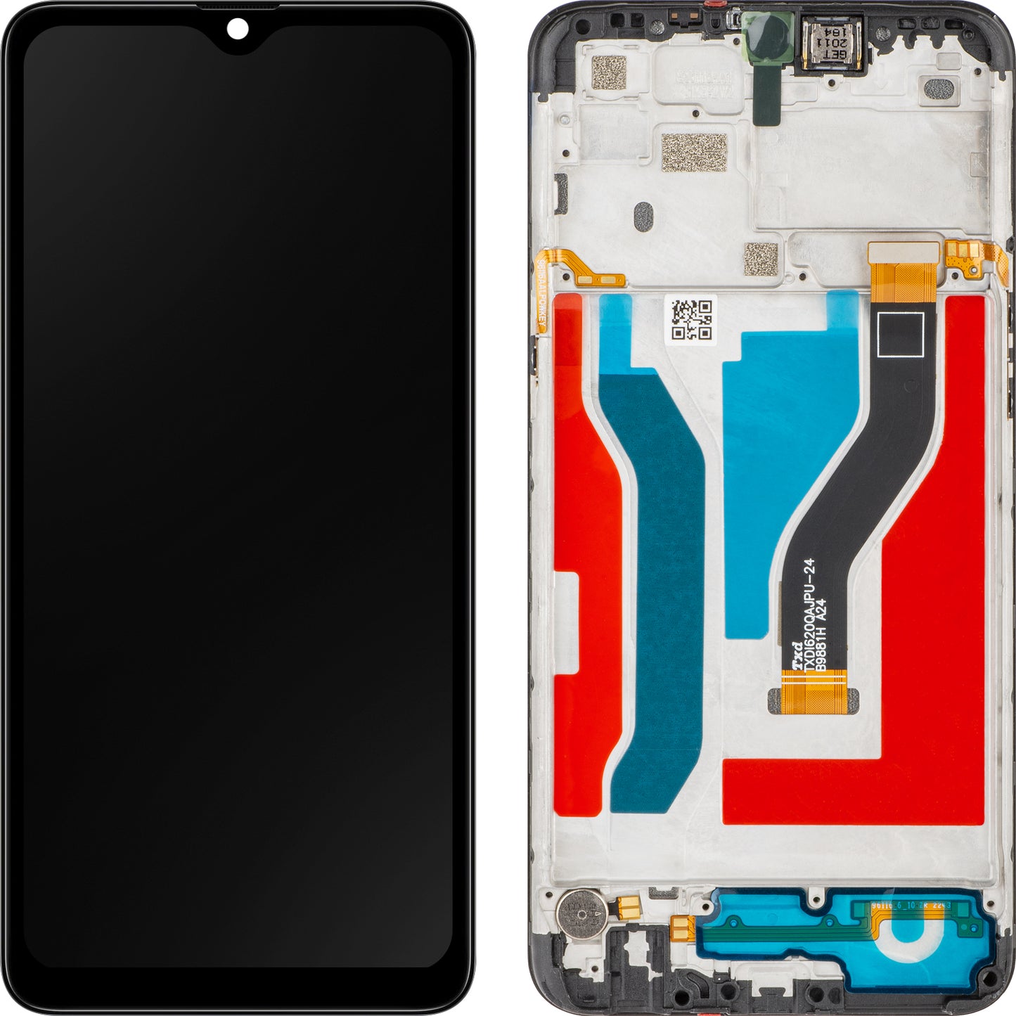 MP érintőképernyős kijelző kompatibilis a Samsung Galaxy A10s A107 készülékkel, kerettel, Fekete