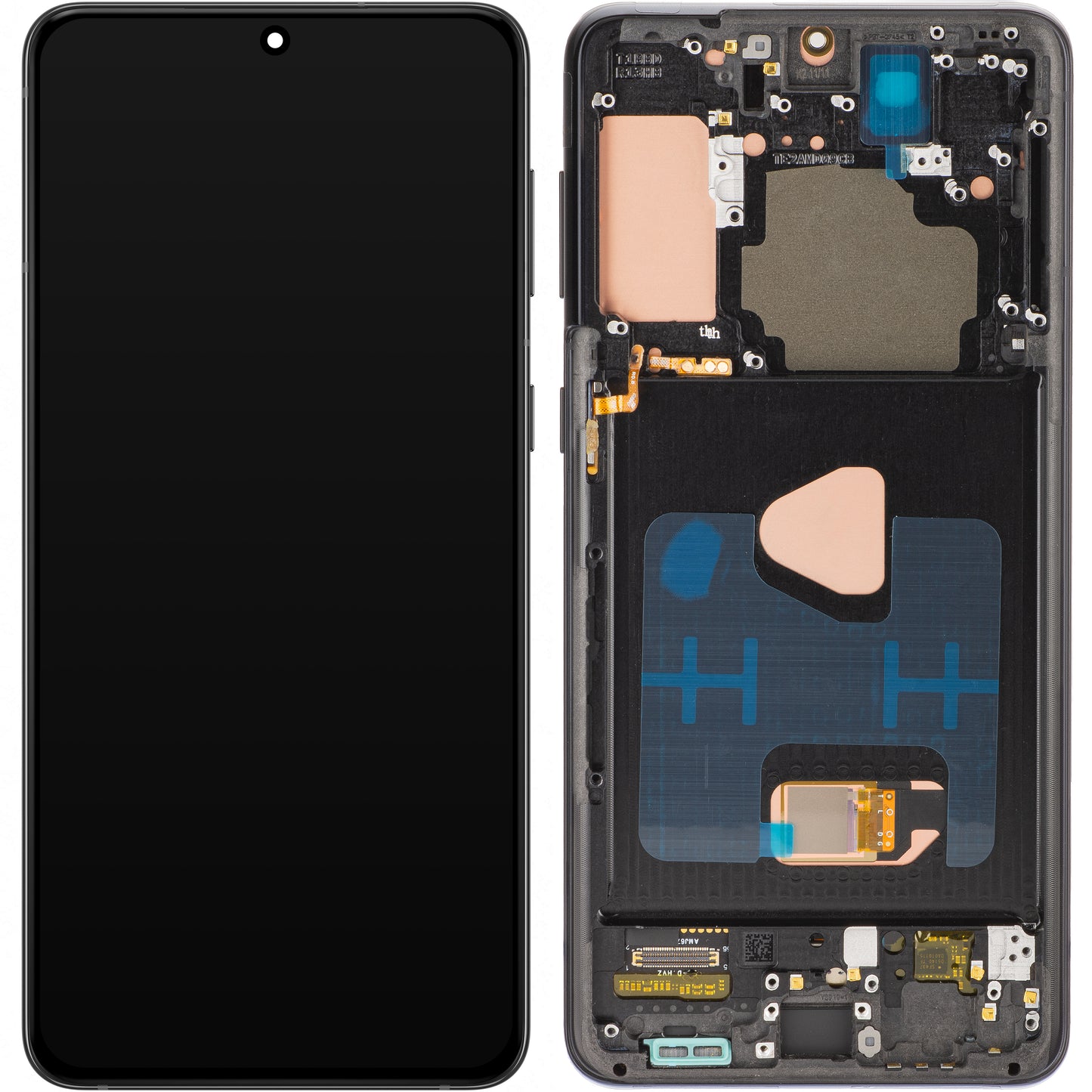 MP érintőképernyős kijelző kompatibilis a Samsung Galaxy S21+ 5G G996, kerettel, OLED verzió, fekete