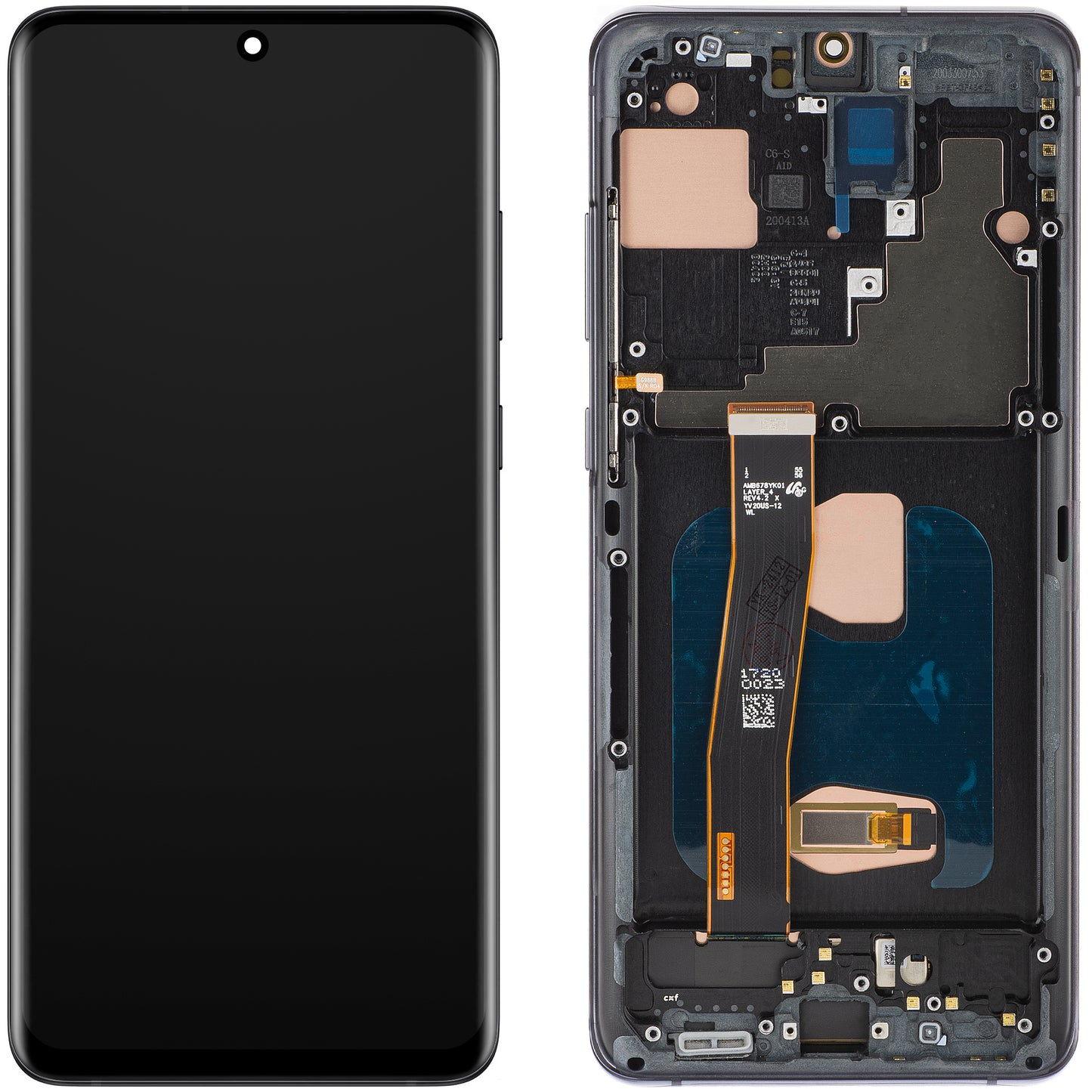 Érintőképernyős MP kijelző kompatibilis a Samsung Galaxy S20 Ultra G988-cal, kerettel, OLED verzió, Fekete