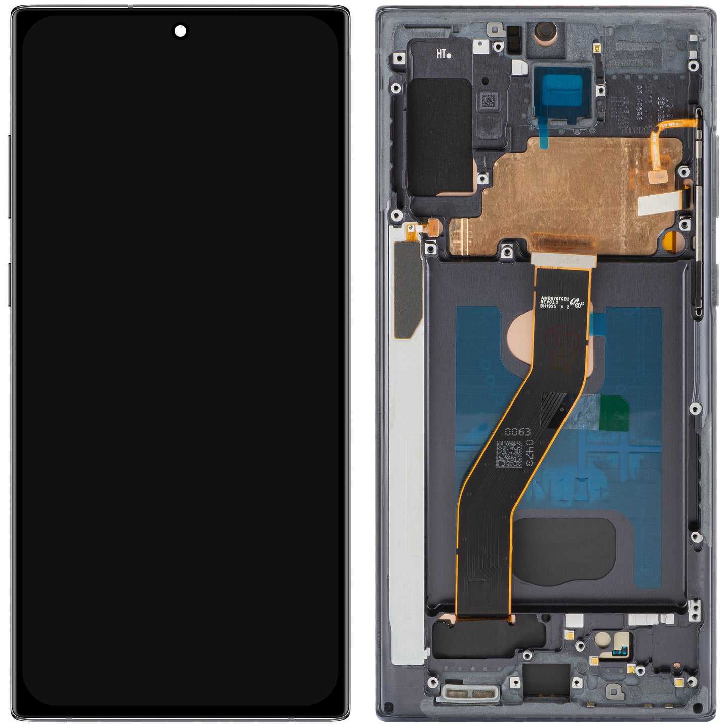 MP érintőképernyős kijelző kompatibilis a Samsung Galaxy Note 10+ N975-tel, kerettel, OLED verzió, Fekete